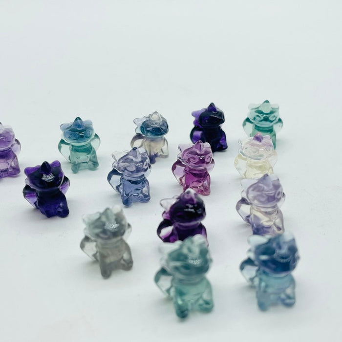 Mini Rainbow Fluorite Toothless Dragon Carving Crystals Wholesale