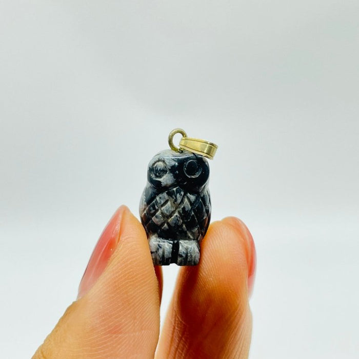 Mini Snowflake Obsidian Owl Pendant Wholesale