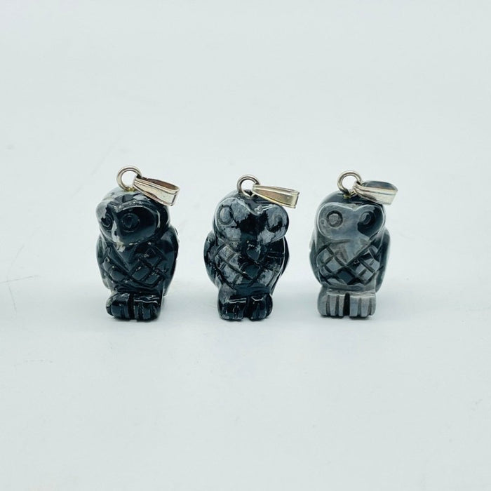 Mini Snowflake Obsidian Owl Pendant Wholesale