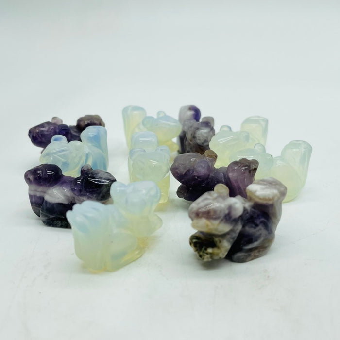 Mini Squirrel Carving Animals Chevron Amethyst&Opalite Wholesale