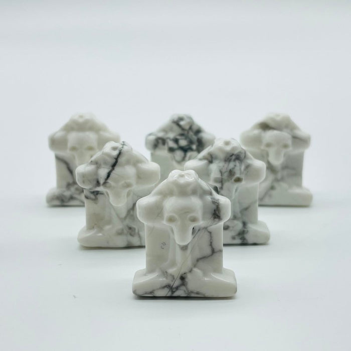 Mini Tiger Eye Howlite Tombstone Skull Cross Carving Wholesale