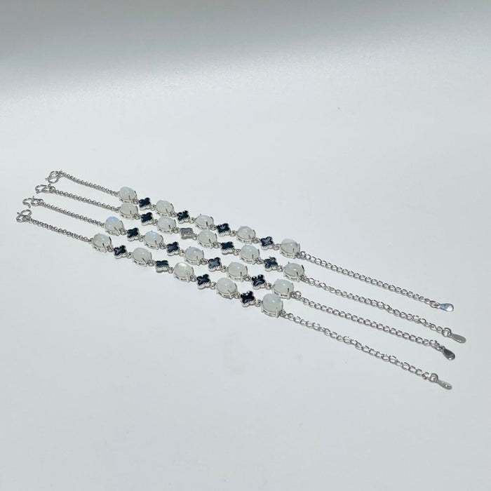 Moonstone Cute Four Leaf Clover Lucky Bracelets Crystal Wholesale