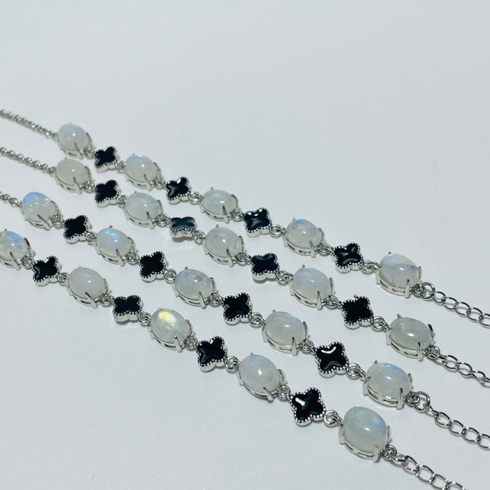Moonstone Cute Four Leaf Clover Lucky Bracelets Crystal Wholesale