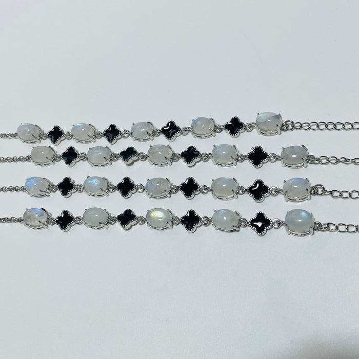 Moonstone Cute Four Leaf Clover Lucky Bracelets Crystal Wholesale