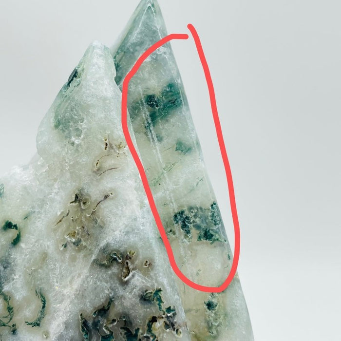 Moss Agate Double Rhombus Shaped Carving Wholesale