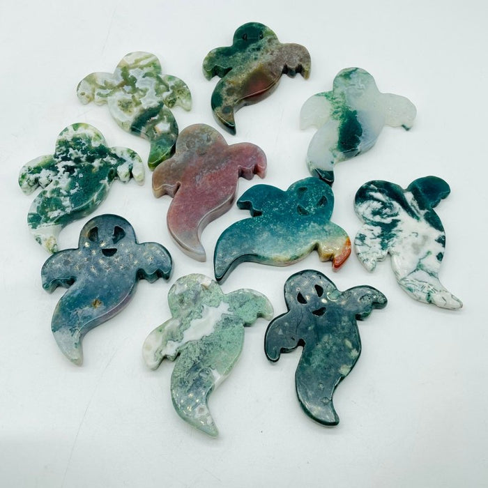 Moss Agate Ghost Carving Crystals Wholesale