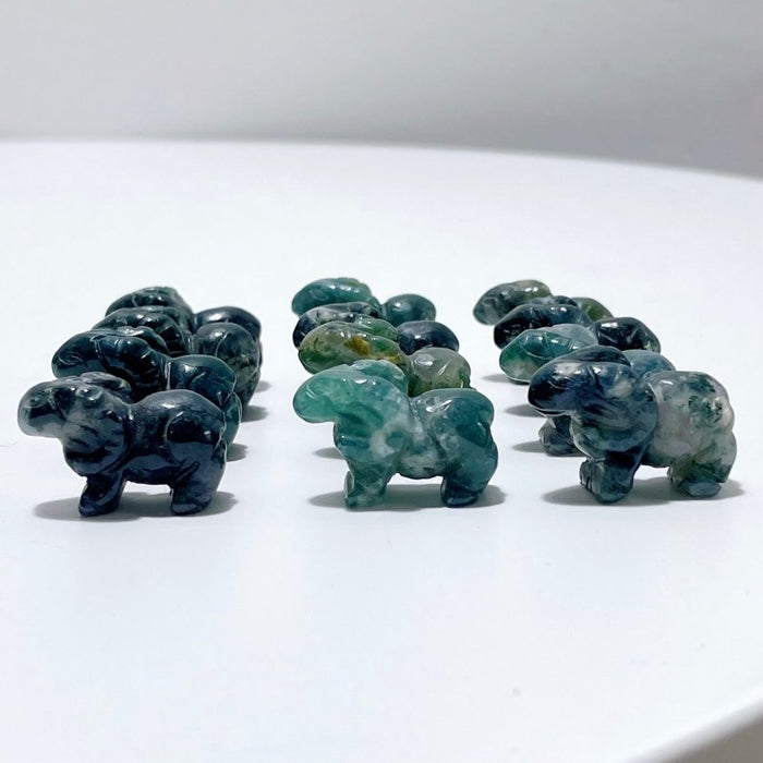 Moss Agate Goat Sheep Carving Wholesale
