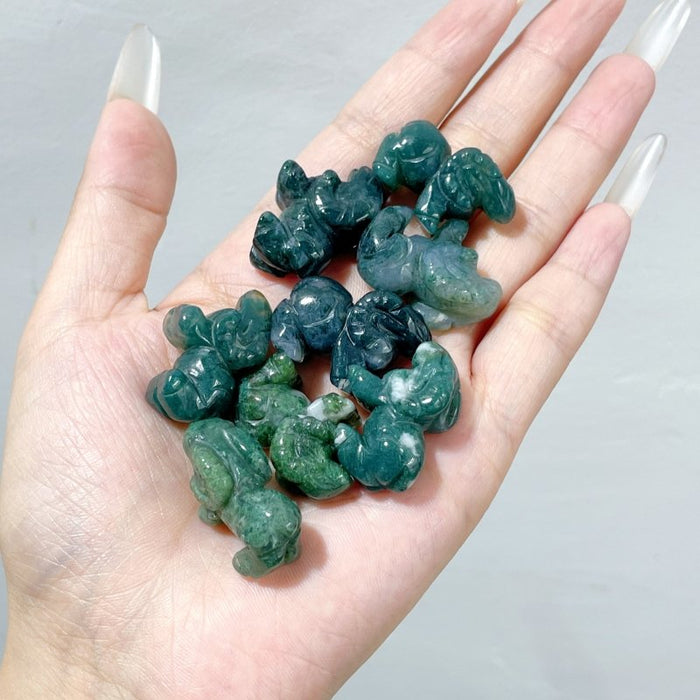 Moss Agate Goat Sheep Carving Wholesale