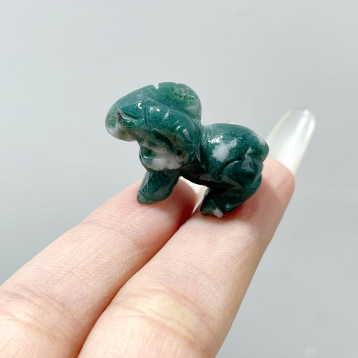 Moss Agate Goat Sheep Carving Wholesale