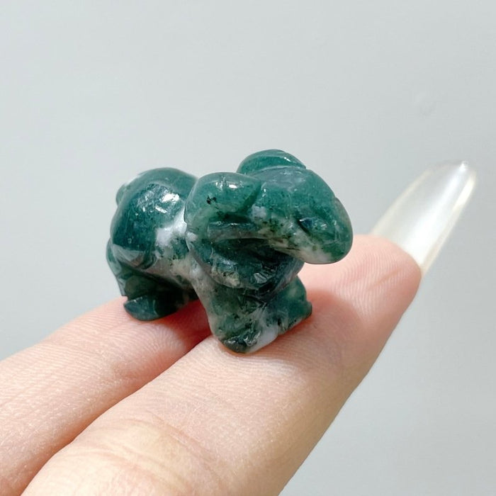 Moss Agate Goat Sheep Carving Wholesale
