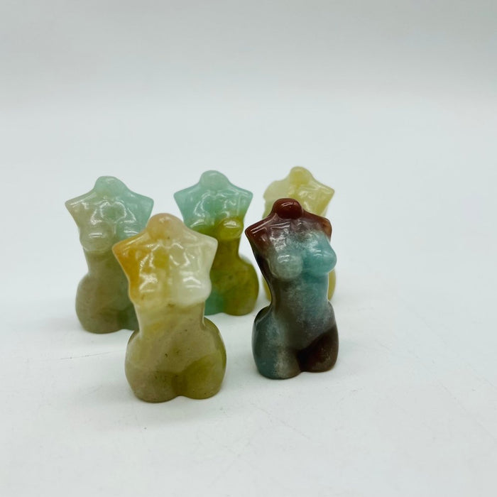 Moss Agate & Hematite Mini Goddess Carved Wholesale