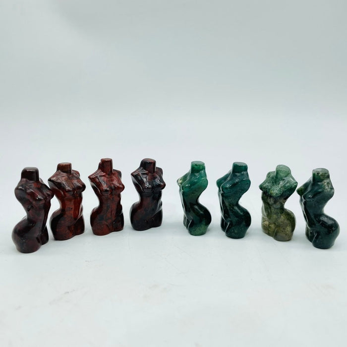 Moss Agate & Hematite Mini Goddess Carved Wholesale