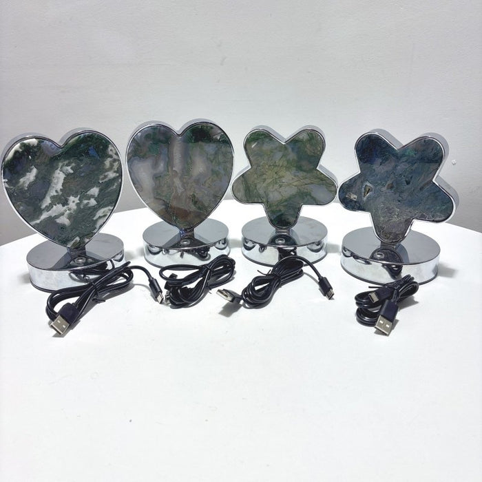 Moss Agate LED Table Lamp Flower & Heart Shape Wholesale