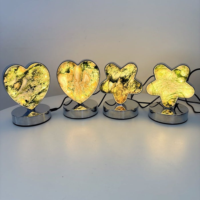Moss Agate LED Table Lamp Flower & Heart Shape Wholesale