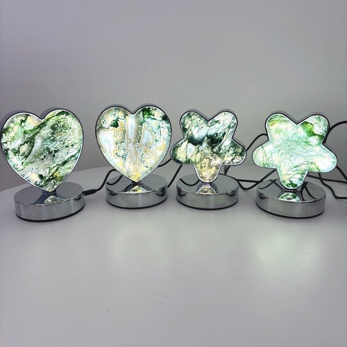 Moss Agate LED Table Lamp Flower & Heart Shape Wholesale