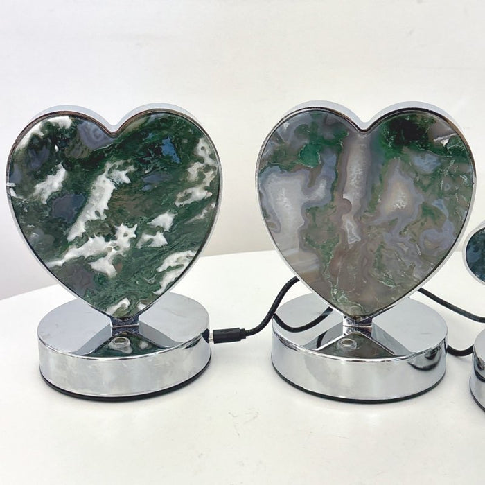Moss Agate LED Table Lamp Flower & Heart Shape Wholesale