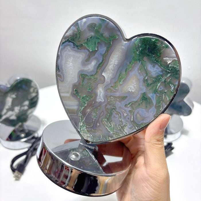 Moss Agate LED Table Lamp Flower & Heart Shape Wholesale