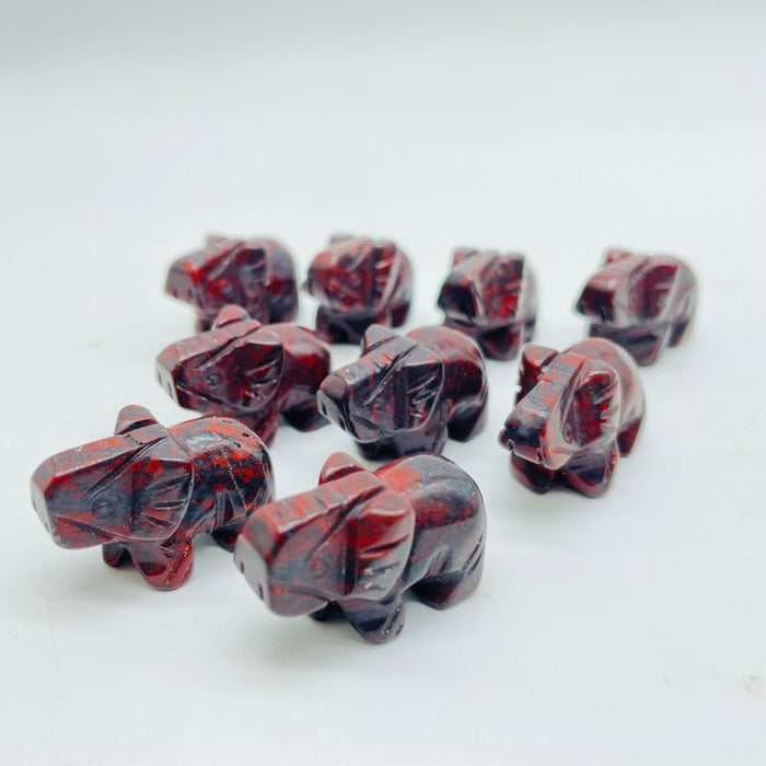 Moss Agate&Hematite Mini Elephant Carving Wholesale