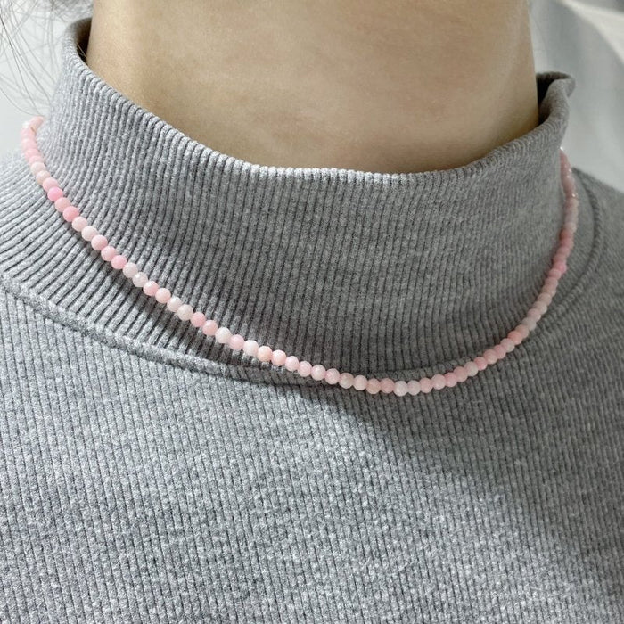 Multi-Faceted Crystal Flash Bead Necklace Garnet Lepidolite