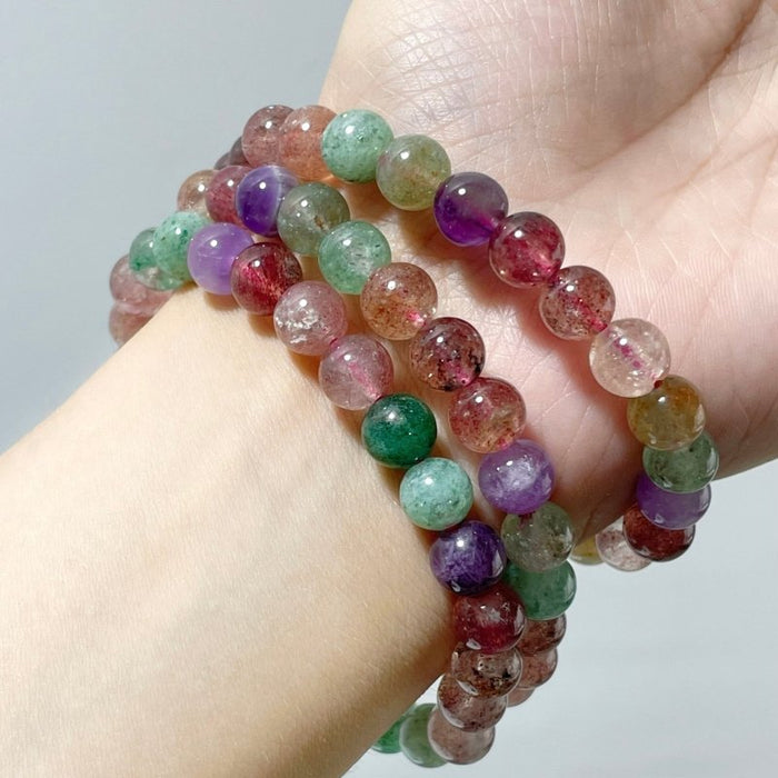 Multi-gem Beads Bracelet Wholesale Strawberry Quartz Green Strawberry Quartz Mixed Amethyst