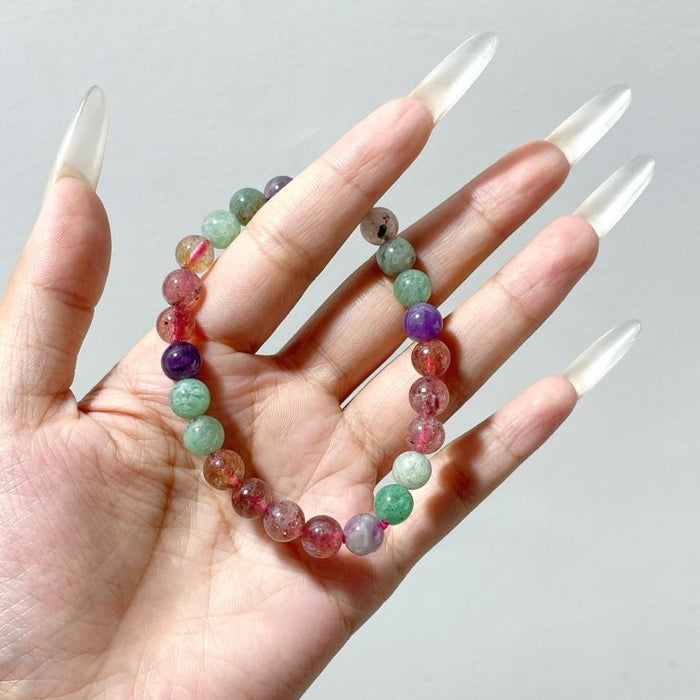 Multi-gem Beads Bracelet Wholesale Strawberry Quartz Green Strawberry Quartz Mixed Amethyst