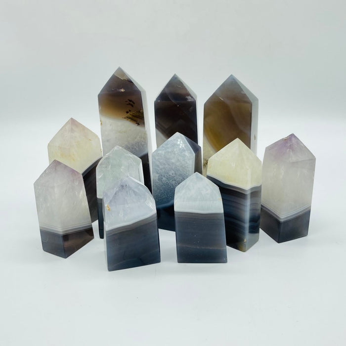 Natural Agate Mixed Quartz Four-Sided Points Wholesale
