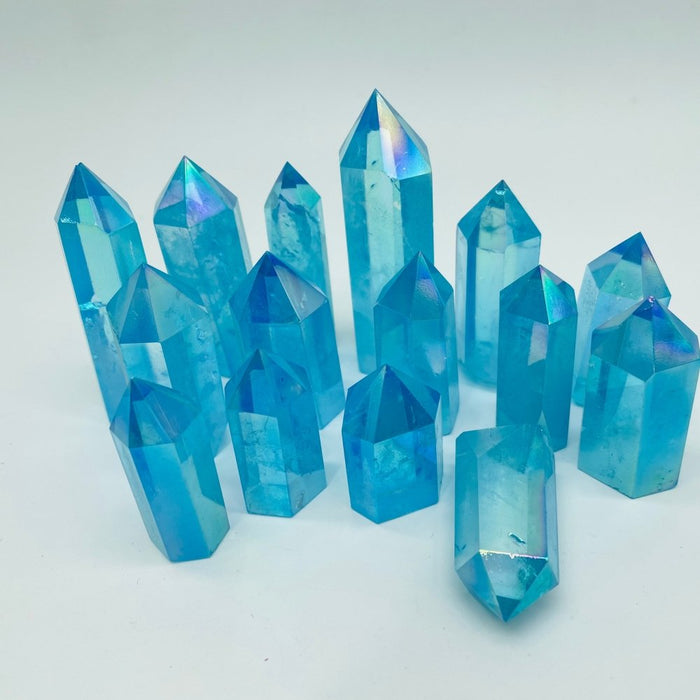 Natural Blue Aura Crystals Points