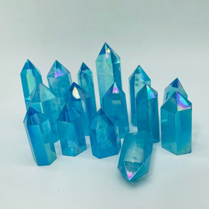 Natural Blue Aura Crystals Points