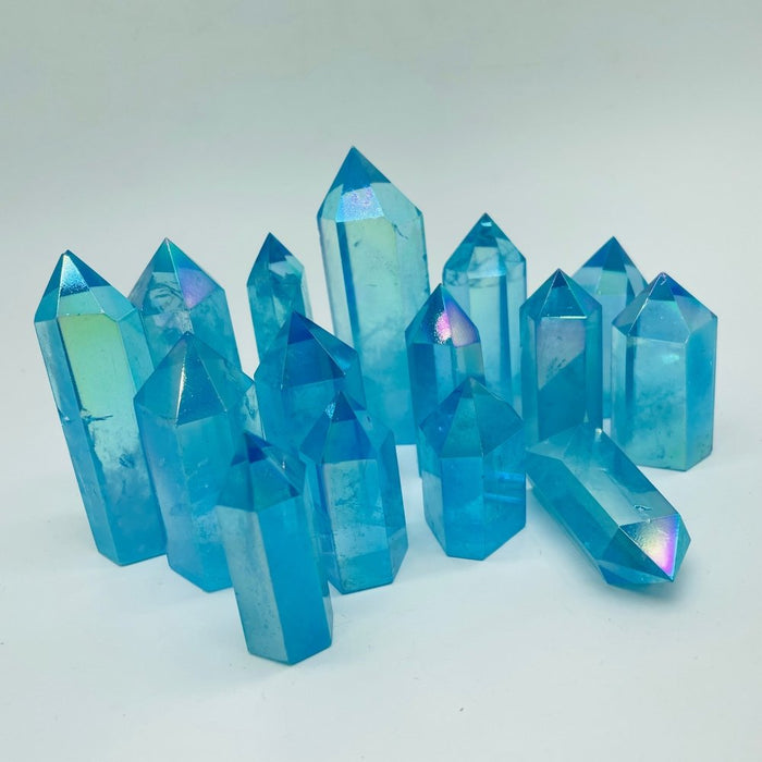 Natural Blue Aura Crystals Points