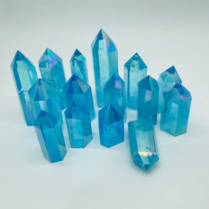 Natural Blue Aura Crystals Points