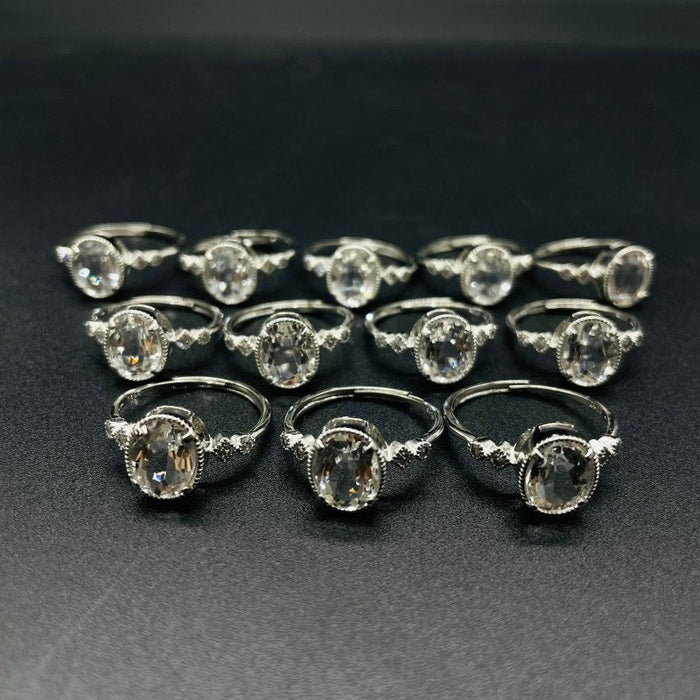 Natural Clear Quartz Cut Faceted Ring Wholesale