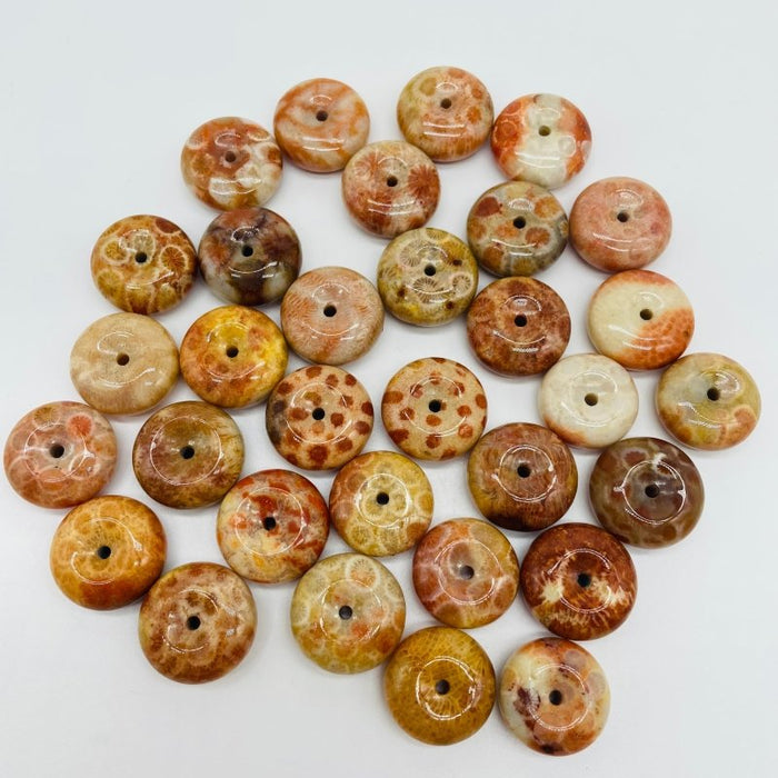Natural Coral Jade Donuts Crystal Wholesale