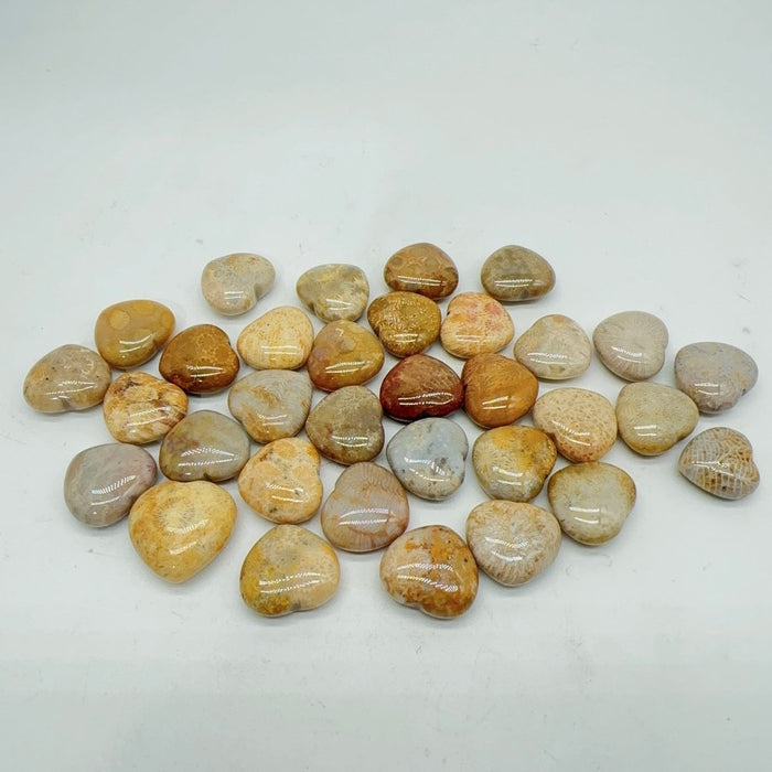 Natural Coral Jade Stone Heart Wholesale