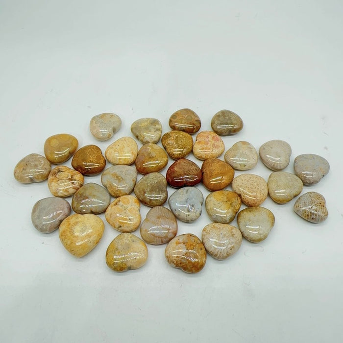 Natural Coral Jade Stone Heart Wholesale