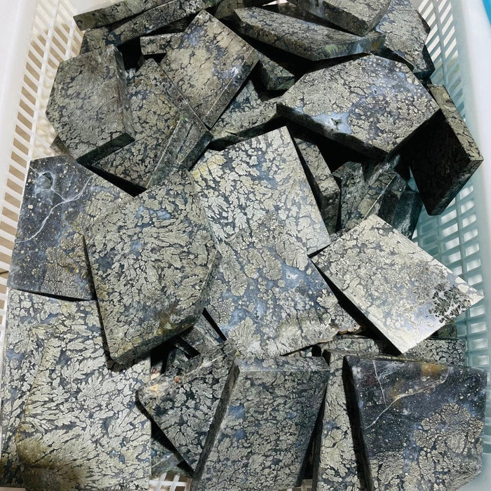 Natural Free Form Pyrite Flowers Symbiosis Mixed Agate Slab Wholesale