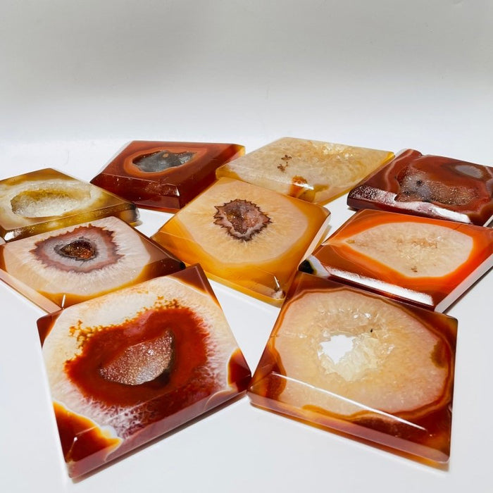 Natural Geode Carnelian Rhombus Shaped Carving Wholesale