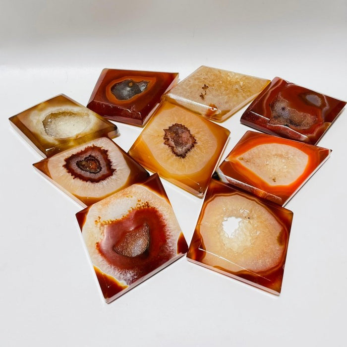 Natural Geode Carnelian Rhombus Shaped Carving Wholesale