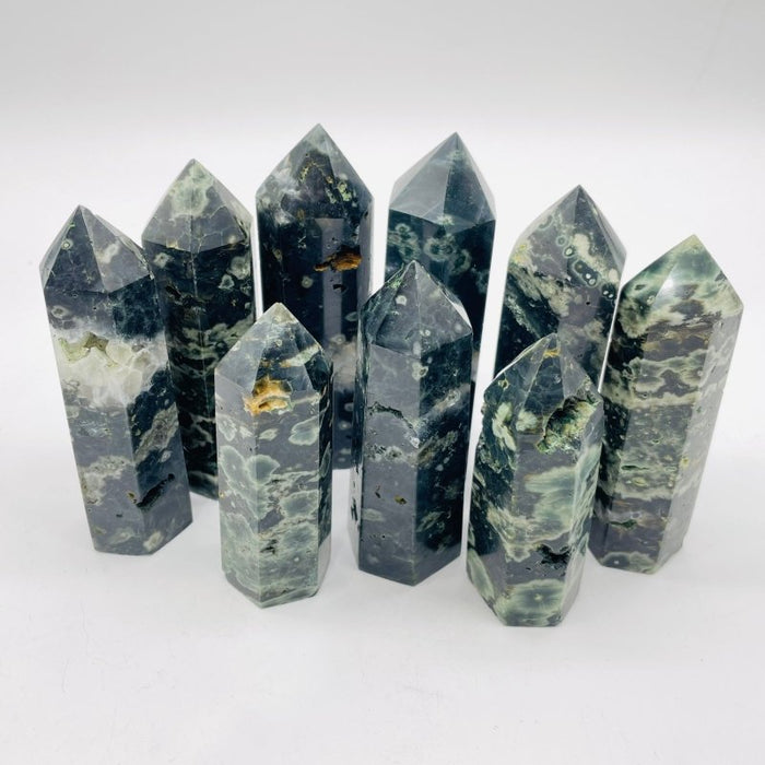 Natural Green Sea Ocean Jasper Tower Points Wholesale