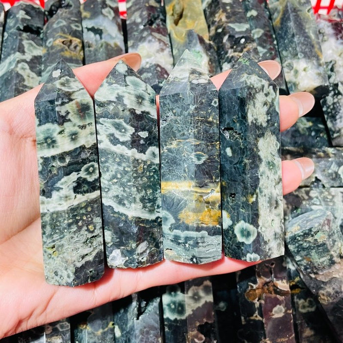 Natural Green Sea Ocean Jasper Tower Points Wholesale