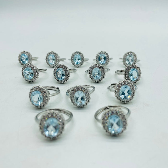 Natural Heat Treatment Blue Topaz Ring Wholesale
