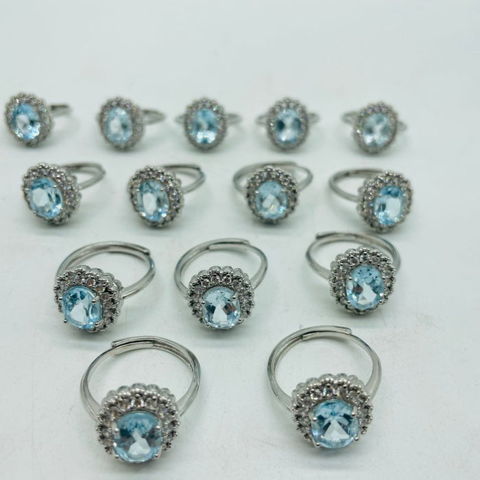 Natural Heat Treatment Blue Topaz Ring Wholesale