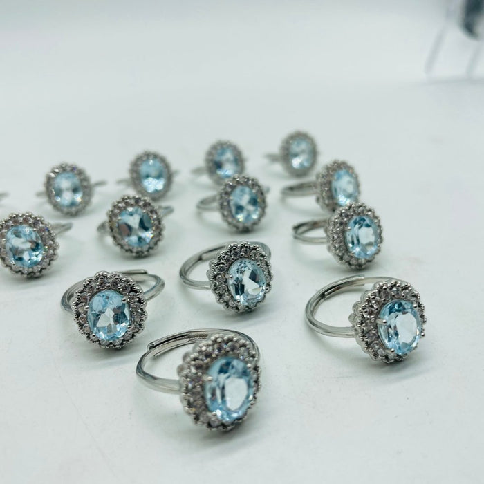Natural Heat Treatment Blue Topaz Ring Wholesale