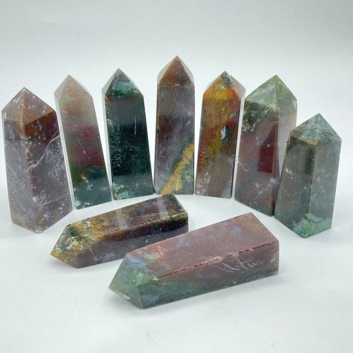 Natural Ocean Jasper Four-Sided Tower Point Crystal Wholesale