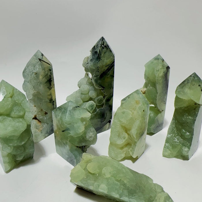Natural Prehnite Tower One Side Raw Points Wholesale