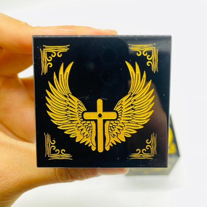 Obsidian Cube Hand of Fatima Cross with Wings Wholesale