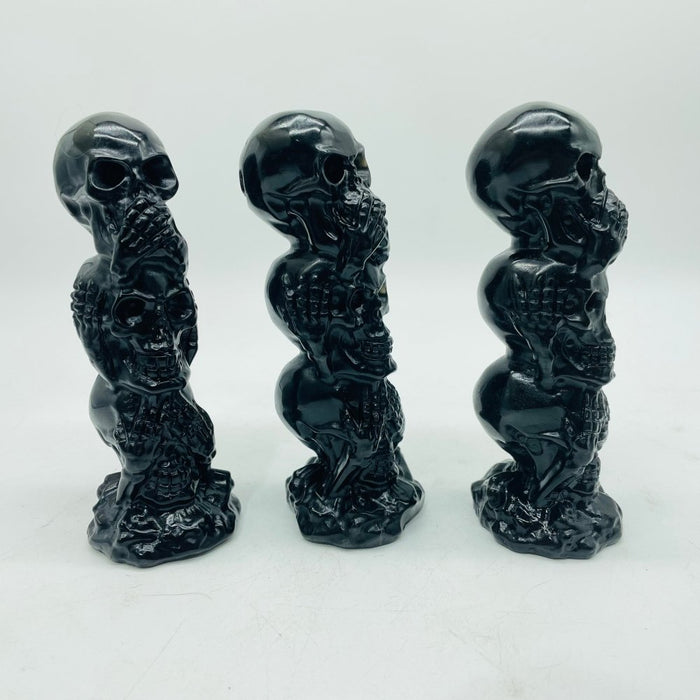 Obsidian Three Wise Monkeys Skull Wholesale