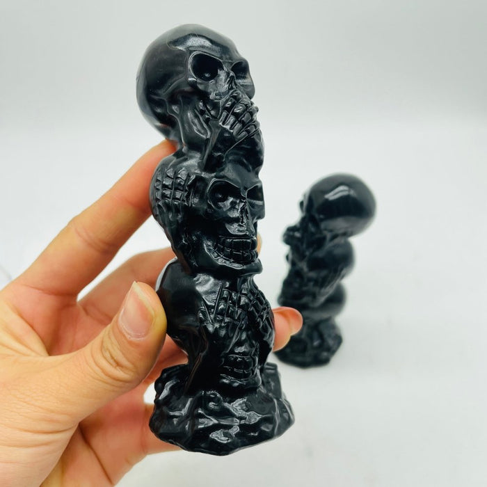 Obsidian Three Wise Monkeys Skull Wholesale