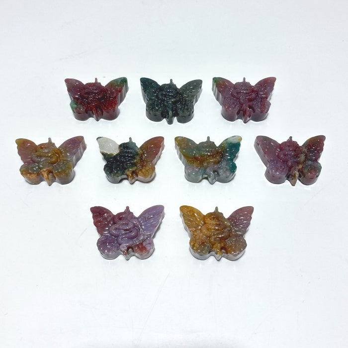 Ocean Jasper Butterfly Snake Carving Wholesale