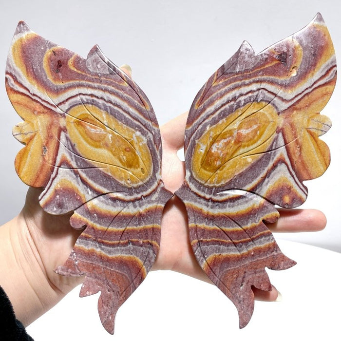 Ocean Jasper Butterfly Wing Carving With Stand