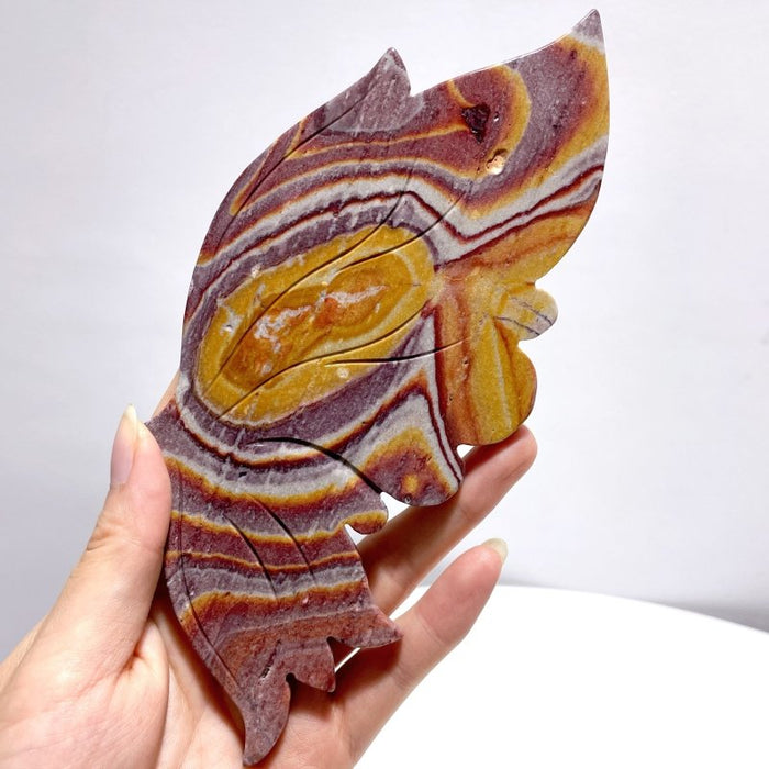 Ocean Jasper Butterfly Wing Carving With Stand